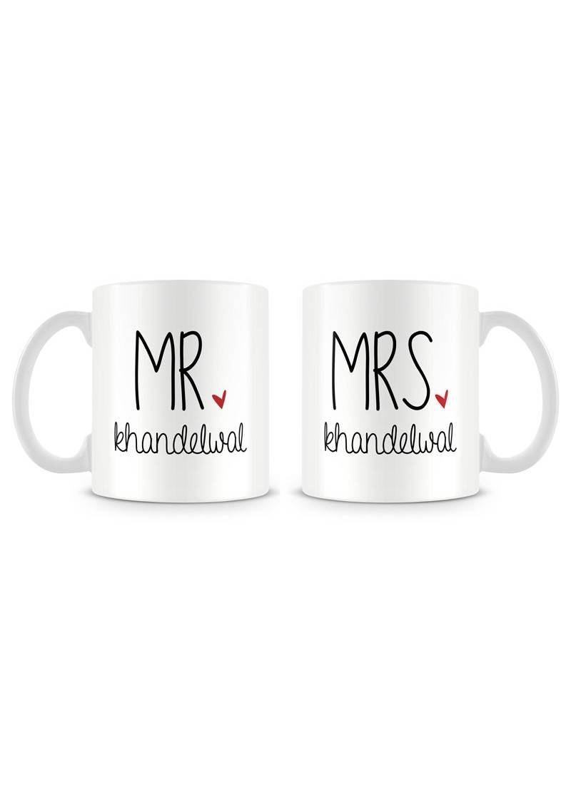 Personalised Mr. & Mrs. Ceramic Coffee Mug by Engraves (Set of 2)