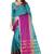 Aqua blue woven cotton silk saree with blouse