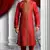 Marron Embroidered Art Dupion Silk Mens Kurta Pajama