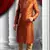 Rust Embroidered Art Dupion Silk Mens Kurta Pajama