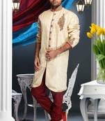 Gold Embroidered Jacquard Mens Kurta Pajama
