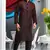 Marron Embroidered Jacquard Mens Kurta Pajama