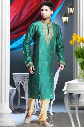 Rama Embroidered Art Silk Mens Kurta Pajama