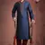 Navy Blue Embroidered Tuffeta Mens Kurta Pajama