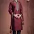 Maroon Embroidered Tuffeta Mens Kurta Pajama