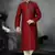 Maroon Embroidered Art Dupion Silk Mens Kurta Pajama