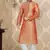 Rust Embroidered Art Silk Mens Kurta Pajama