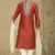 Rust Embroidered Art Silk Mens Kurta Pajama