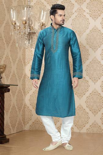 Feroze Embroidered Art Silk Mens Kurta Pajama