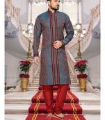 Green Embroidered Jacquard Mens Kurta Pajama