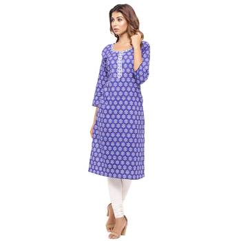 Purple printed cotton kurti 1