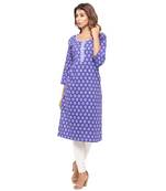 Purple printed cotton kurti