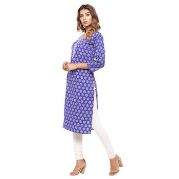 Purple printed cotton kurti 3