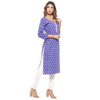 Purple printed cotton kurti 4