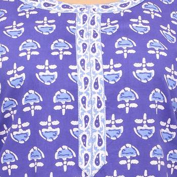 Purple printed cotton kurti 5
