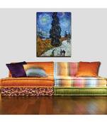 Country Road in Provence by Night Canvas Painting by Engrave