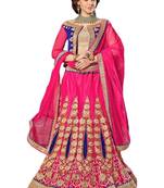 Pink Embroidered Net Unstitched Lehnga Choli