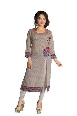 Brown Printed Cotton Kurti 1