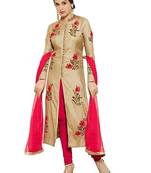 Cream embroidered cotton salwar suit