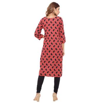 Red printed cotton kurti 2