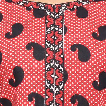 Red printed cotton kurti 5