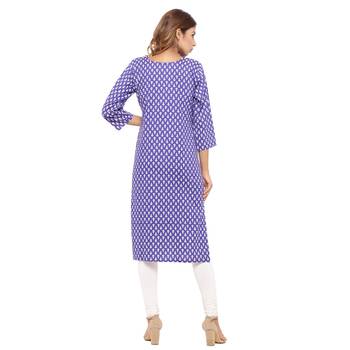 Purple printed cotton kurti 2