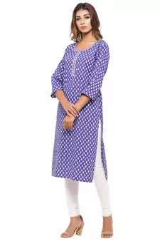 Purple printed cotton kurti