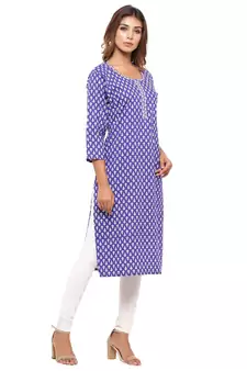 Purple printed cotton kurti