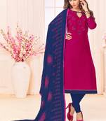 Pink embroidered cotton salwar with dupatta