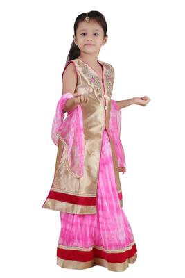 Pink Embroidered Net Kids Lehenga Choli 3