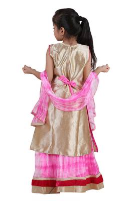 Pink Embroidered Net Kids Lehenga Choli 4