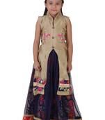 Blue Embroidered Net Kids Lehenga Choli