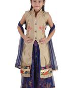 Blue Embroidered Net Kids Lehenga Choli