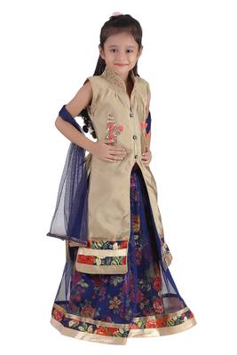 Blue Embroidered Net Kids Lehenga Choli 2