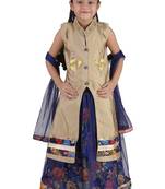 Blue Embroidered Net Kids Lehenga Choli