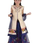 Blue Embroidered Net Kids Lehenga Choli
