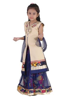 Blue Embroidered Net Kids Lehenga Choli 2