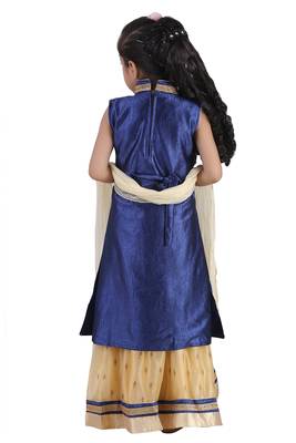 Cream Embroidered Net Kids Lehenga Choli 4