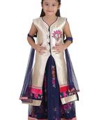 Blue Embroidered Net Kids Lehenga Choli