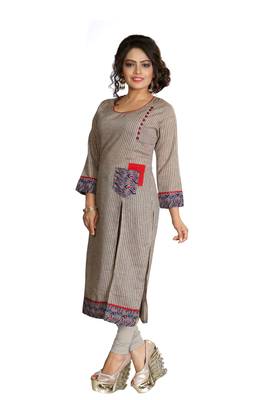 Brown Printed Cotton Kurti 3