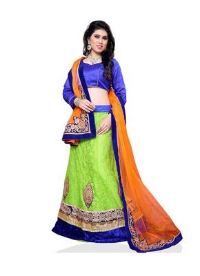 Green Jacquard Embroidered Lehenga Choli 2