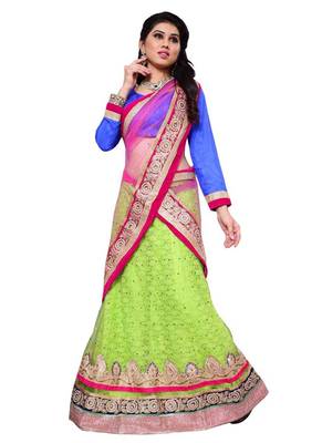 Green Jacquard Embroidered Lehenga Choli 2