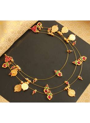 Beautiful Kemp Green Lakshmi Coin Designer Necklace 1