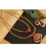 Beautiful Kemp Green Designer Temple Necklace Set