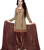 Rajnandini Beige Geometric Print Cotton Salwar With Dupatta
