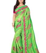 Green Embroidered Silk Saree With Blouse