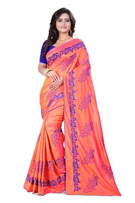 Pink Embroidered Silk Saree With Blouse 1