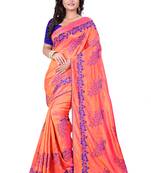 Pink Embroidered Silk Saree With Blouse