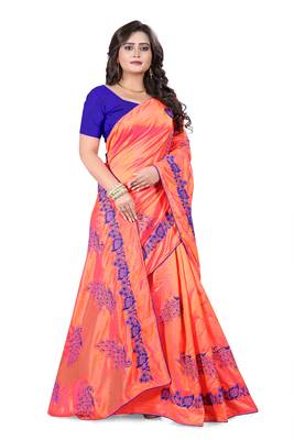 Pink Embroidered Silk Saree With Blouse 2