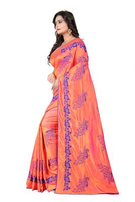Pink Embroidered Silk Saree With Blouse 3